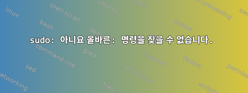 sudo: 아니요 올바른: 명령을 찾을 수 없습니다.