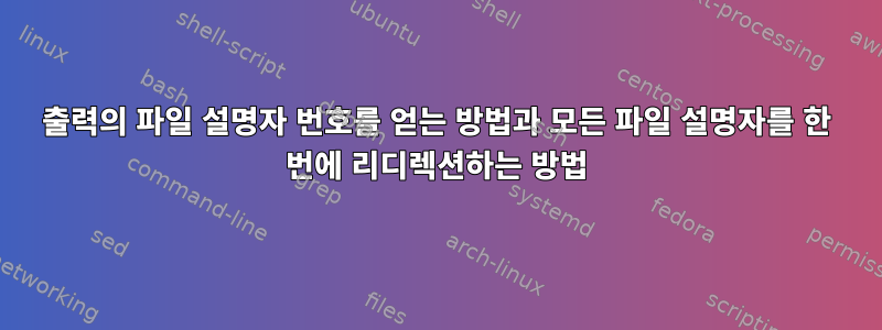 출력의 파일 설명자 번호를 얻는 방법과 모든 파일 설명자를 한 번에 리디렉션하는 방법