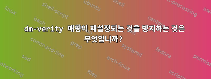 dm-verity 매핑이 재설정되는 것을 방지하는 것은 무엇입니까?