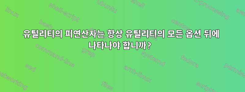 유틸리티의 피연산자는 항상 유틸리티의 모든 옵션 뒤에 나타나야 합니까?