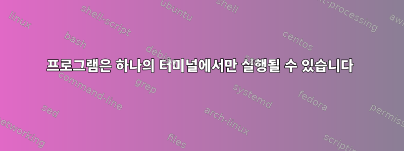 프로그램은 하나의 터미널에서만 실행될 수 있습니다