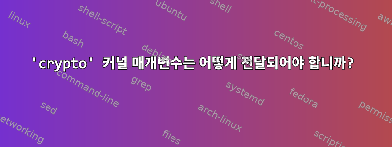 'crypto' 커널 매개변수는 어떻게 전달되어야 합니까?