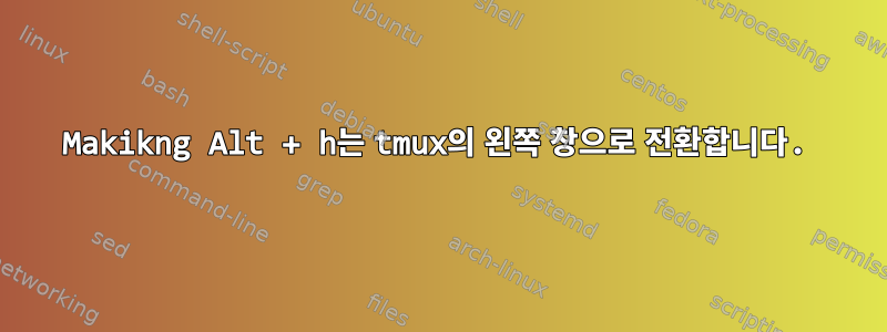 Makikng Alt + h는 tmux의 왼쪽 창으로 전환합니다.