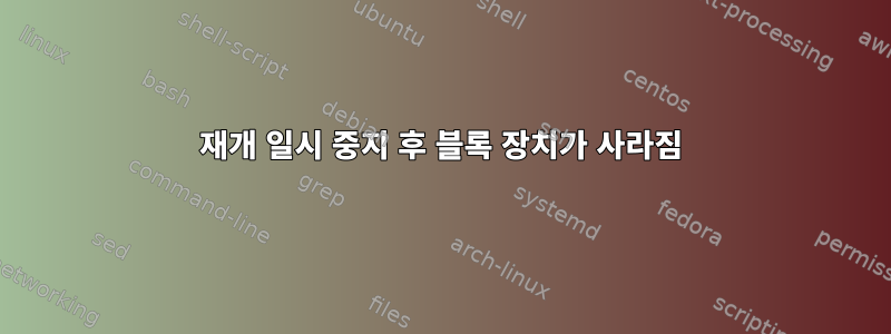 재개 일시 중지 후 블록 장치가 사라짐