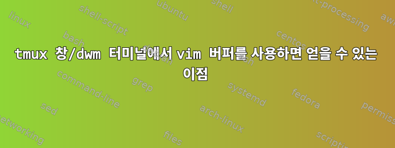 tmux 창/dwm 터미널에서 vim 버퍼를 사용하면 얻을 수 있는 이점