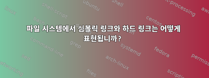 파일 시스템에서 심볼릭 링크와 하드 링크는 어떻게 표현됩니까?