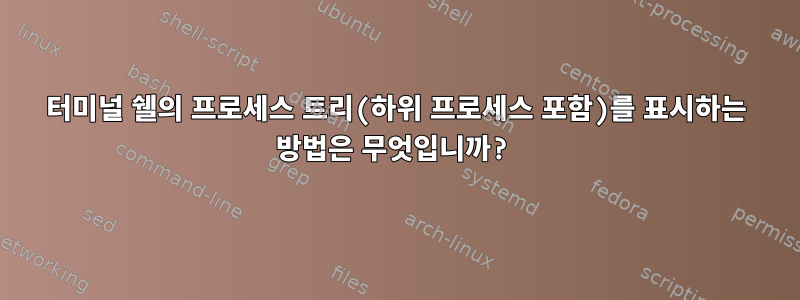 터미널 쉘의 프로세스 트리(하위 프로세스 포함)를 표시하는 방법은 무엇입니까?