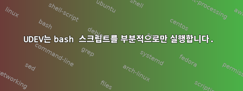 UDEV는 bash 스크립트를 부분적으로만 실행합니다.