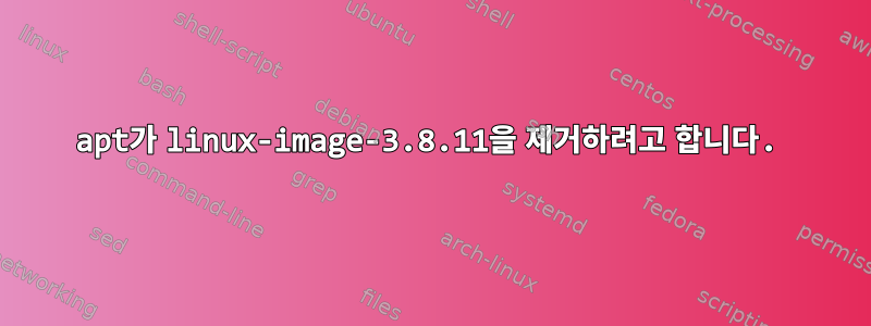 apt가 linux-image-3.8.11을 제거하려고 합니다.