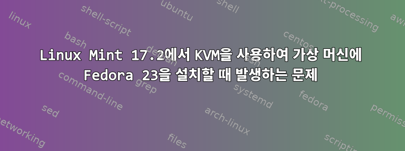 Linux Mint 17.2에서 KVM을 사용하여 가상 머신에 Fedora 23을 설치할 때 발생하는 문제