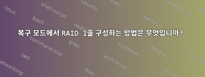 복구 모드에서 RAID 1을 구성하는 방법은 무엇입니까?