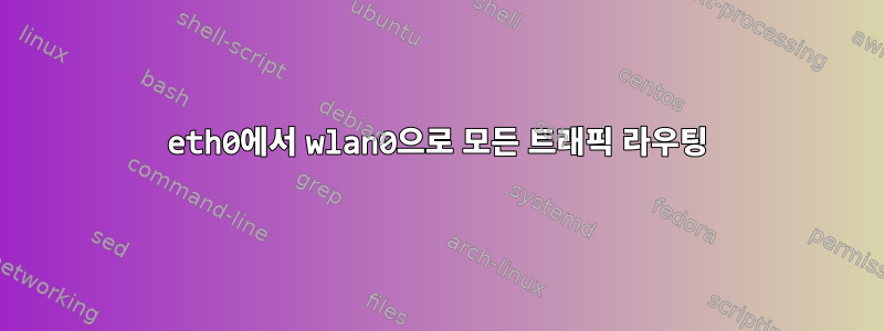 eth0에서 wlan0으로 모든 트래픽 라우팅