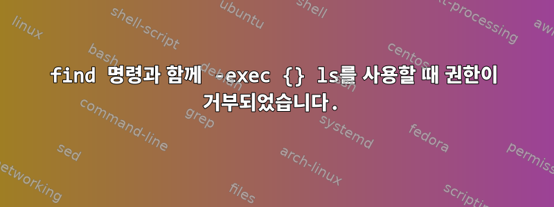 find 명령과 함께 -exec {} ls를 사용할 때 권한이 거부되었습니다.