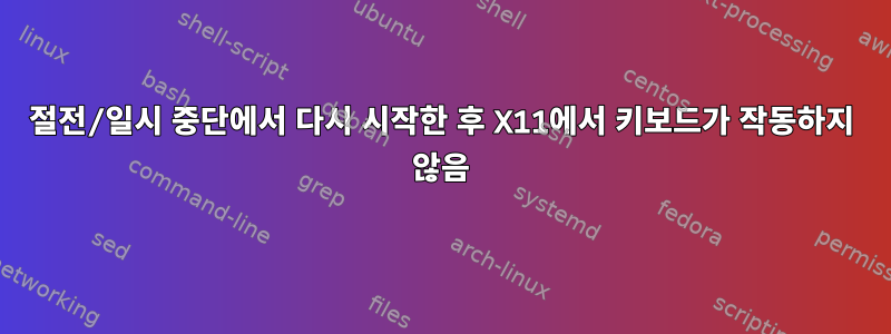 절전/일시 중단에서 다시 시작한 후 X11에서 키보드가 작동하지 않음