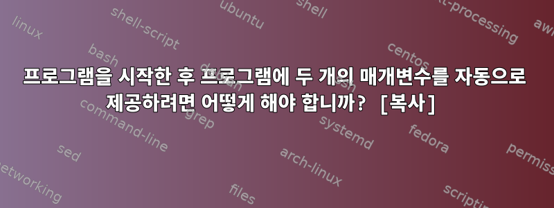 프로그램을 시작한 후 프로그램에 두 개의 매개변수를 자동으로 제공하려면 어떻게 해야 합니까? [복사]