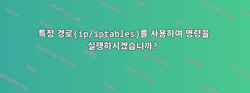 특정 경로(ip/iptables)를 사용하여 명령을 실행하시겠습니까?