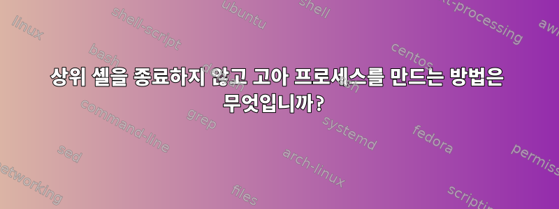 상위 셸을 종료하지 않고 고아 프로세스를 만드는 방법은 무엇입니까?