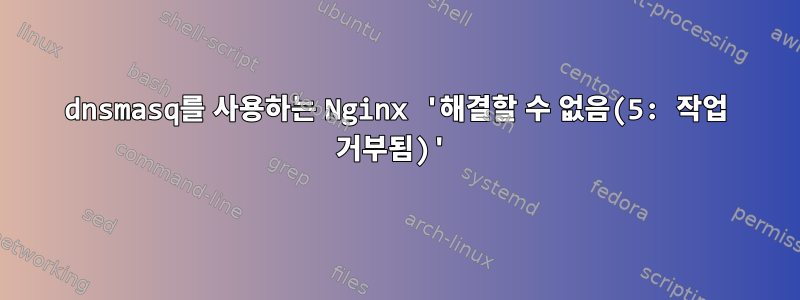 dnsmasq를 사용하는 Nginx '해결할 수 없음(5: 작업 거부됨)'