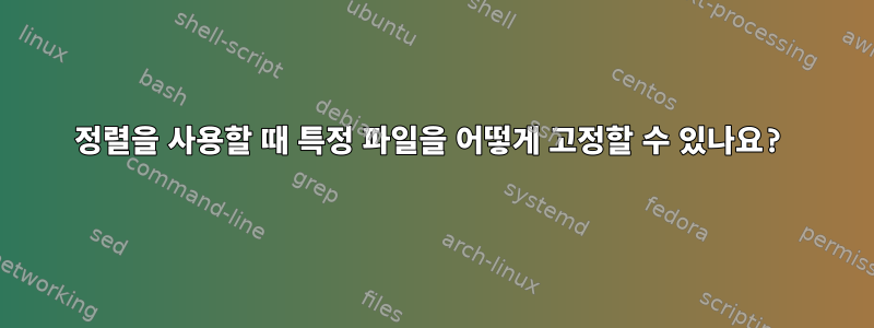 정렬을 사용할 때 특정 파일을 어떻게 고정할 수 있나요?