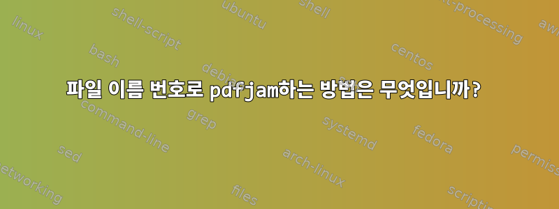 파일 이름 번호로 pdfjam하는 방법은 무엇입니까?