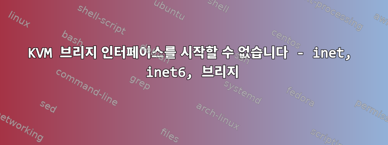 KVM 브리지 인터페이스를 시작할 수 없습니다 - inet, inet6, 브리지