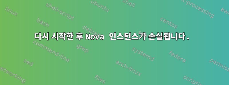 다시 시작한 후 Nova 인스턴스가 손실됩니다.