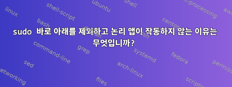 sudo 바로 아래를 제외하고 논리 앱이 작동하지 않는 이유는 무엇입니까?