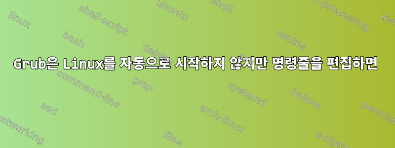 Grub은 Linux를 자동으로 시작하지 않지만 명령줄을 편집하면