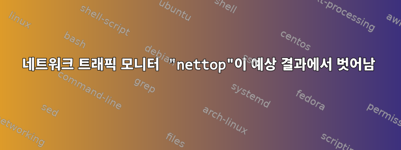 네트워크 트래픽 모니터 "nettop"이 예상 결과에서 벗어남