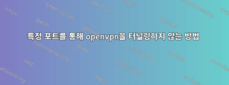 특정 포트를 통해 openvpn을 터널링하지 않는 방법