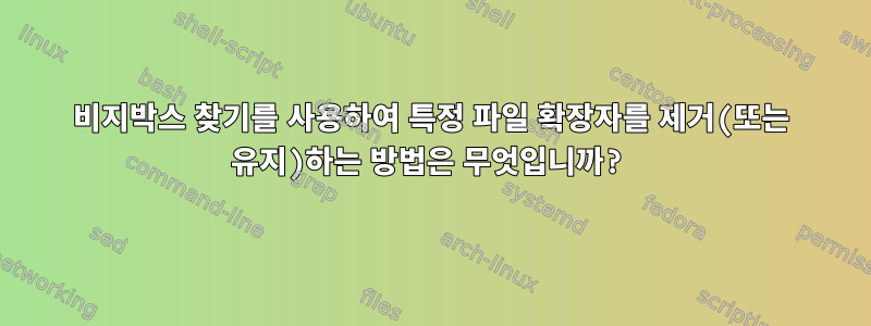 비지박스 찾기를 사용하여 특정 파일 확장자를 제거(또는 유지)하는 방법은 무엇입니까?