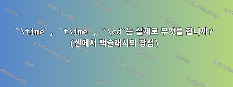 `\time`, `t\ime`, `\cd`는 실제로 무엇을 합니까? (셸에서 백슬래시의 장점)