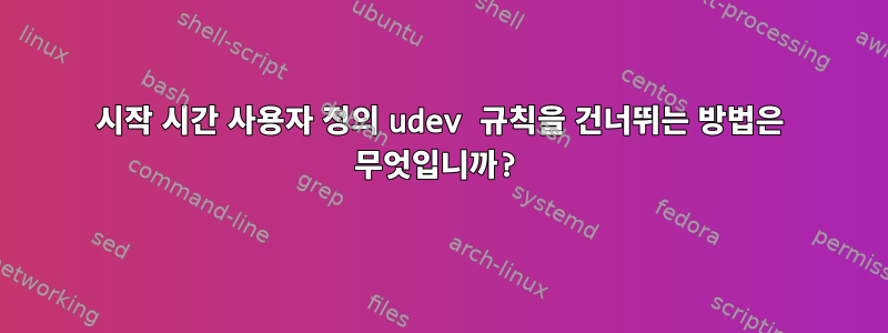 시작 시간 사용자 정의 udev 규칙을 건너뛰는 방법은 무엇입니까?