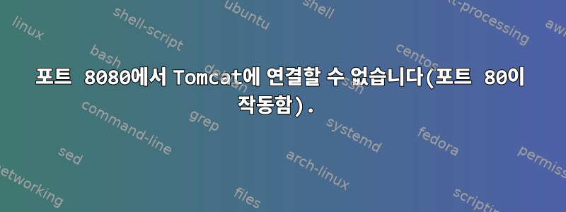 포트 8080에서 Tomcat에 연결할 수 없습니다(포트 80이 작동함).