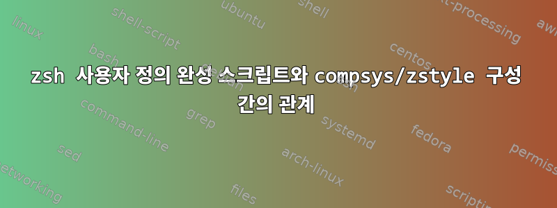 zsh 사용자 정의 완성 스크립트와 compsys/zstyle 구성 간의 관계