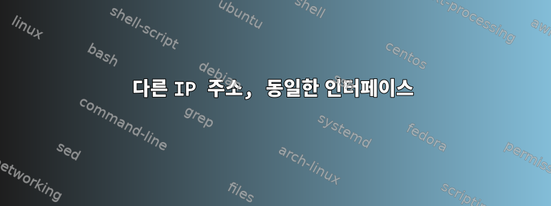 다른 IP 주소, 동일한 인터페이스