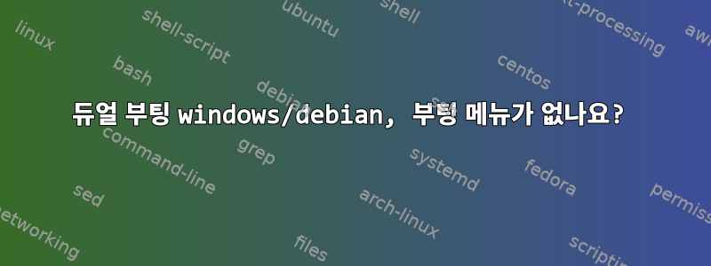 듀얼 부팅 windows/debian, 부팅 메뉴가 없나요?