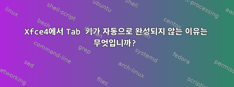 Xfce4에서 Tab 키가 자동으로 완성되지 않는 이유는 무엇입니까?