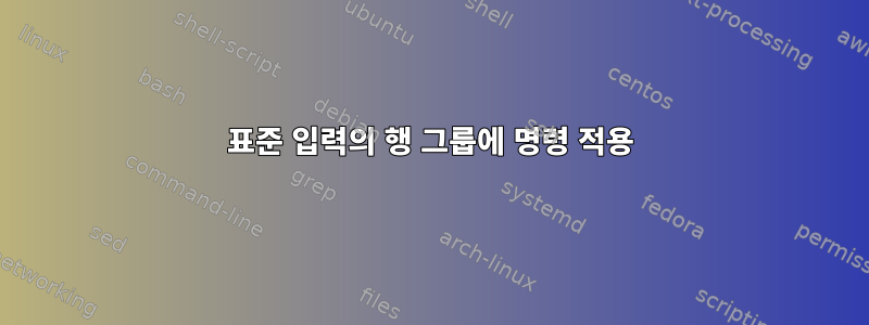 표준 입력의 행 그룹에 명령 적용