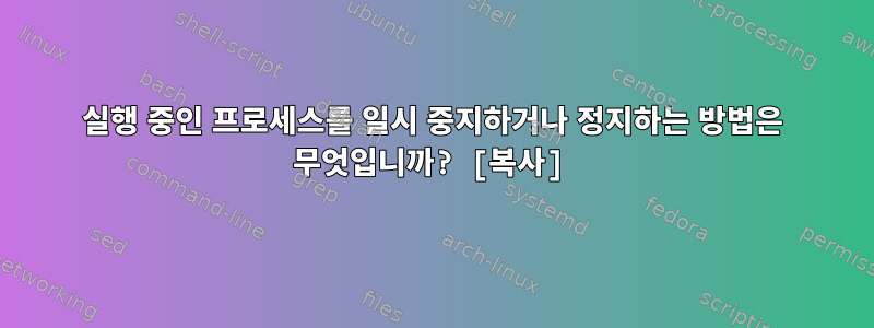 실행 중인 프로세스를 일시 중지하거나 정지하는 방법은 무엇입니까? [복사]