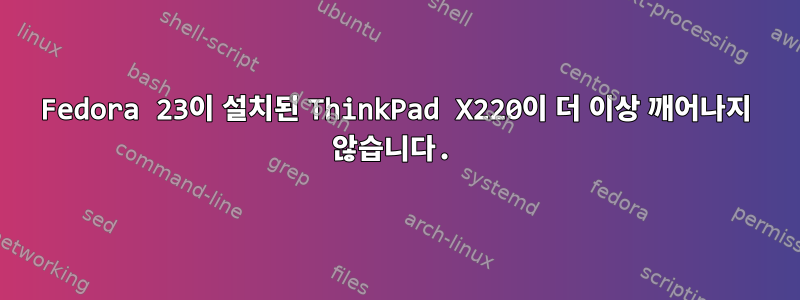 Fedora 23이 설치된 ThinkPad X220이 더 이상 깨어나지 않습니다.