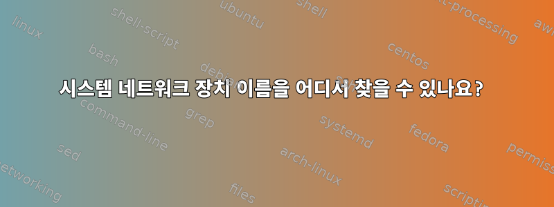 시스템 네트워크 장치 이름을 어디서 찾을 수 있나요?