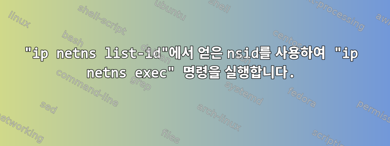 "ip netns list-id"에서 얻은 nsid를 사용하여 "ip netns exec" 명령을 실행합니다.