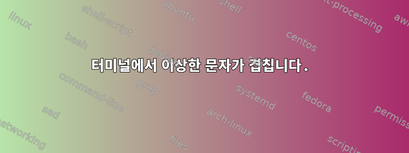 터미널에서 이상한 문자가 겹칩니다.