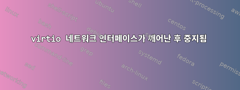 virtio 네트워크 인터페이스가 깨어난 후 중지됨