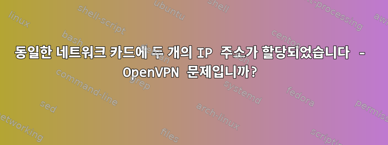 동일한 네트워크 카드에 두 개의 IP 주소가 할당되었습니다 - OpenVPN 문제입니까?