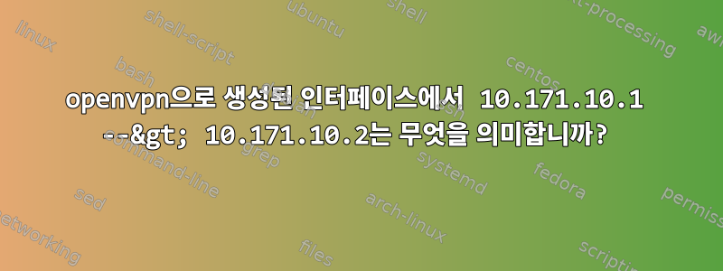 openvpn으로 생성된 인터페이스에서 10.171.10.1 --&gt; 10.171.10.2는 무엇을 의미합니까?