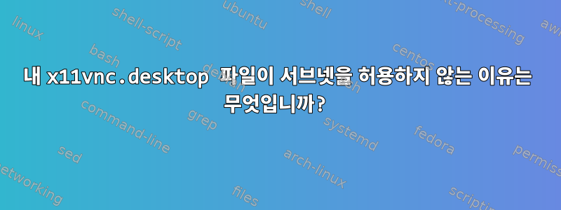 내 x11vnc.desktop 파일이 서브넷을 허용하지 않는 이유는 무엇입니까?