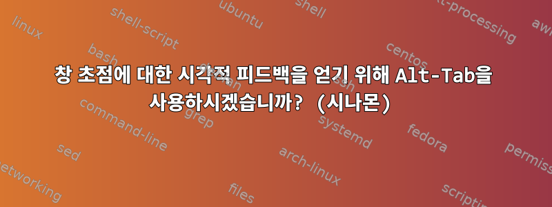 창 초점에 대한 시각적 피드백을 얻기 위해 Alt-Tab을 사용하시겠습니까? (시나몬)