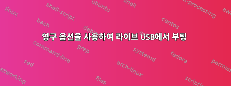 영구 옵션을 사용하여 라이브 USB에서 부팅